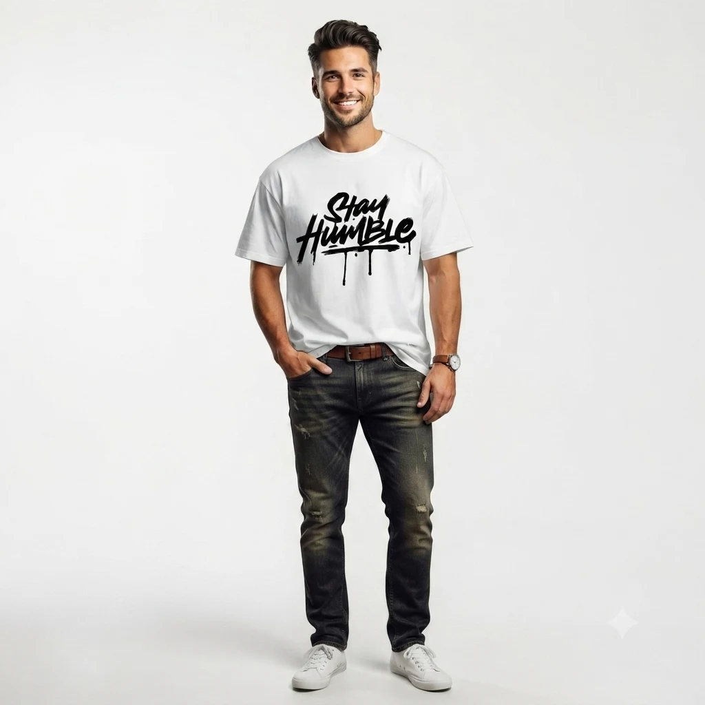 Graphic Drop Shoulder Oversized Tee – Stay Humble White